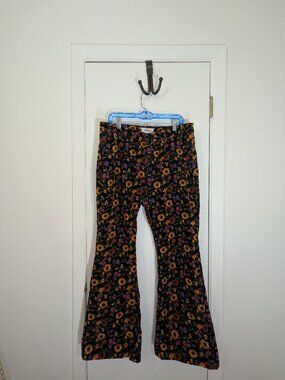 Wrangler High Rise Fierce Flare Corduroy Pants Wildflower Floral 70s Boho